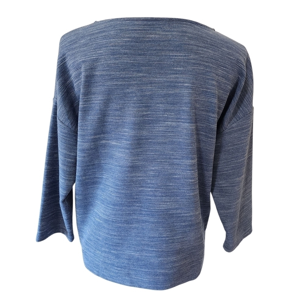 Chico’s Blue 3/4 Sleeve Stretch Top Size 1 (M 8/10) - Picture 4 of 8